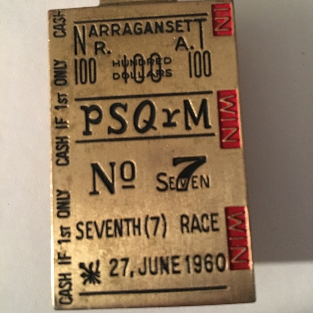 Vintage 60’s Narraganset Horse Race Money Clip
